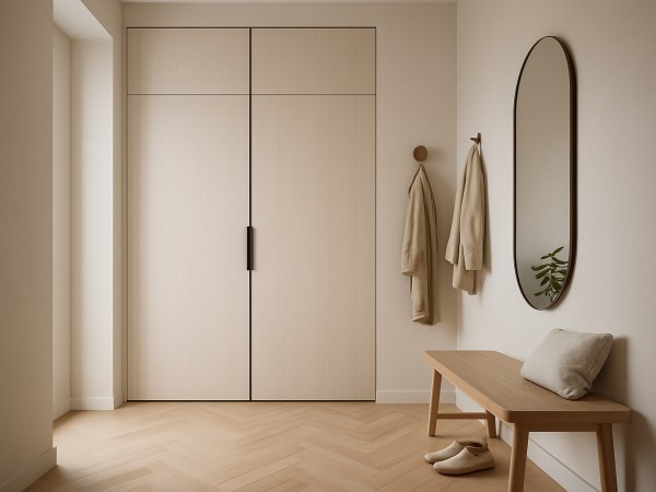 Designové triky pro malé předsíně: vestavěné skříně, které vizuálně zvětší prostor